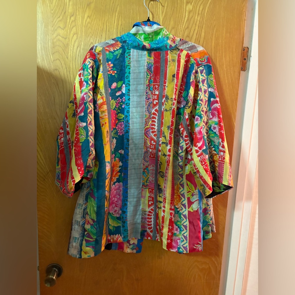 Johnny Was Friendship Anastasia Colorful Floral reversible Kimono Jacket M - Picture 10 of 13